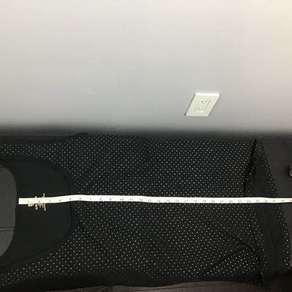 Women's Black Rib-Knit Silver Dots Scoop Neck Top - Picture 8 of 9